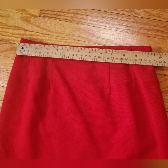JG Hook Wool Red Pencil Skirt Lined 2 Petite - Picture 3 of 11